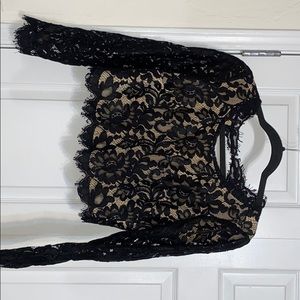 Crop top, open back lace top